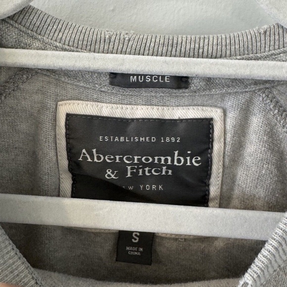 VINTAGE Abercrombie & Fitch Shirt Mens Small Grey Muscle Y2K 90s Thermal Preppy - Picture 4 of 6